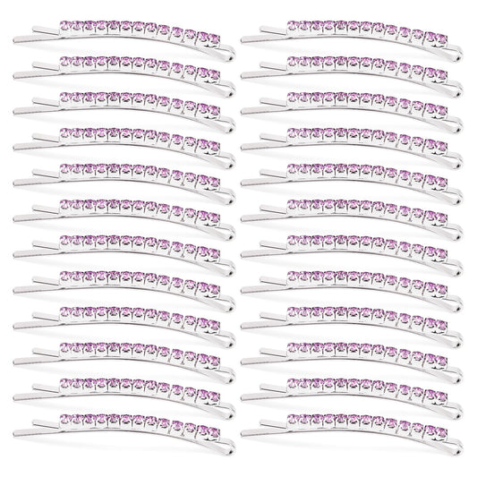 Ondder 24 Pcs Bobby Pins for Women Purple Rhinestone Hair Pins for Buns Crystal Bridal Hair Pins Decorative Hair Pin for buns Wedding Hair Accessories for Women…