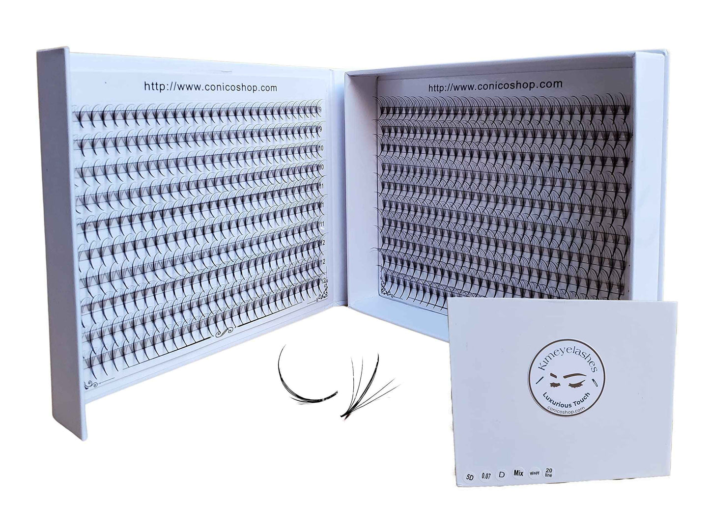 600 Wispy Premade fans 5D 0.07 Mixed Lengths 9-16mm 1000 fans Volume loose Lashes C D Curl Handmade Fan eyelash extensions Kimeyelashes promade fan (Wispy - 5D - Curl C)