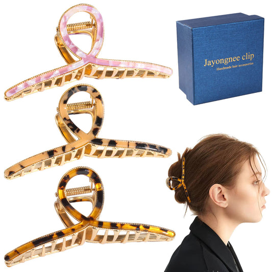 Jayongnee clip 3Pcs Hair Claw Clips for Women Thick Hair, Nonslip Claw Clip for Women Thin Hair (Alloy Multicolor4)