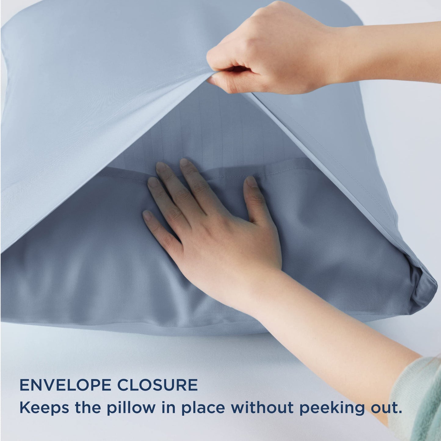 Bedsure Cooling Pillow Cases Standard Size 2 Pack, Rayon Derived from Bamboo Cooling Pillowcase for Hot Sleepers, Soft & Breathable Pillow Covers with Envelope Closure, Gifts, Grey Blue, 20x26 Inches