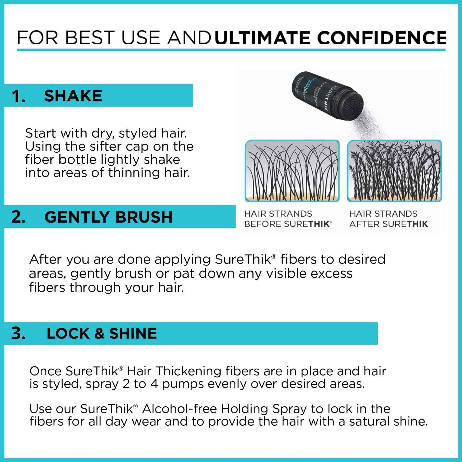 SureThik 15g Hair Thickening Fiber (Medium Brown) and Holding Spray (3.4oz) Bundle