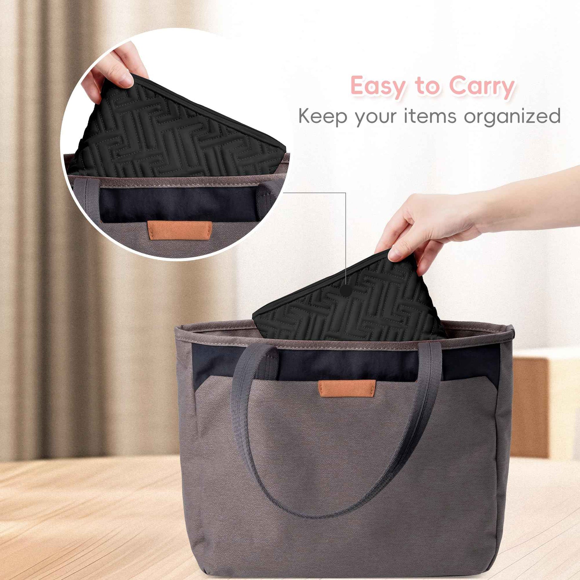 Leudes Makeup Bag Travel Essentials Cute Skincare Pouch Purse Cosmetic Bags for Women Traveling Make Up Organizer Portable Clear Case Toiletry Bag with Zipper (Black, Medium)