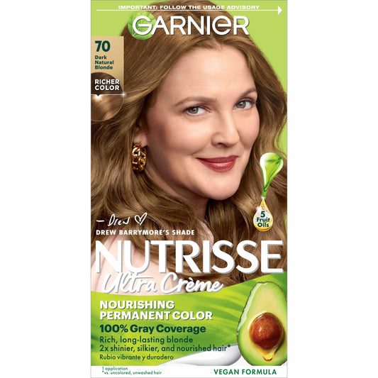 Garnier Hair Color Nutrisse Nourishing Creme, 70 Dark Natural Blonde (Almond Crème) Permanent Hair Dye, 1 Count (Packaging May Vary)