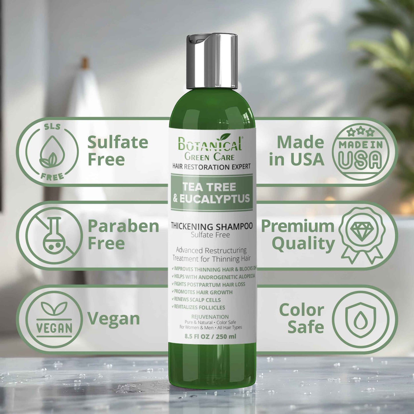 Tea Tree & Eucalyptus Shampoo for Hair Growth & Thinning Hair - Thickening, Sulfate-Free