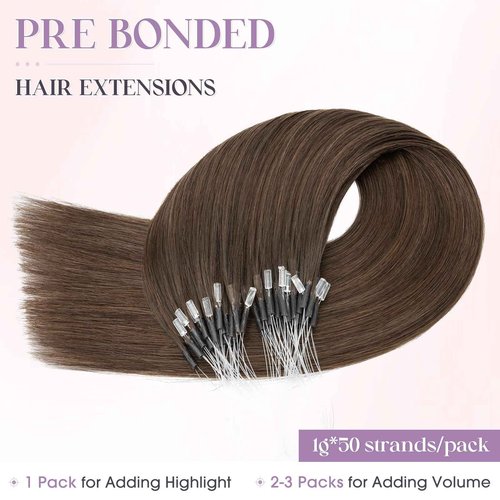 Elailite K Tip Hair Extensions Human Hair Real Remy Hair Dark Brown 14 Inch U Tip Ktip Utip Keratin Bond Hot Fusion Pre Bonded Hair Extensions for Women 50G 50Strands