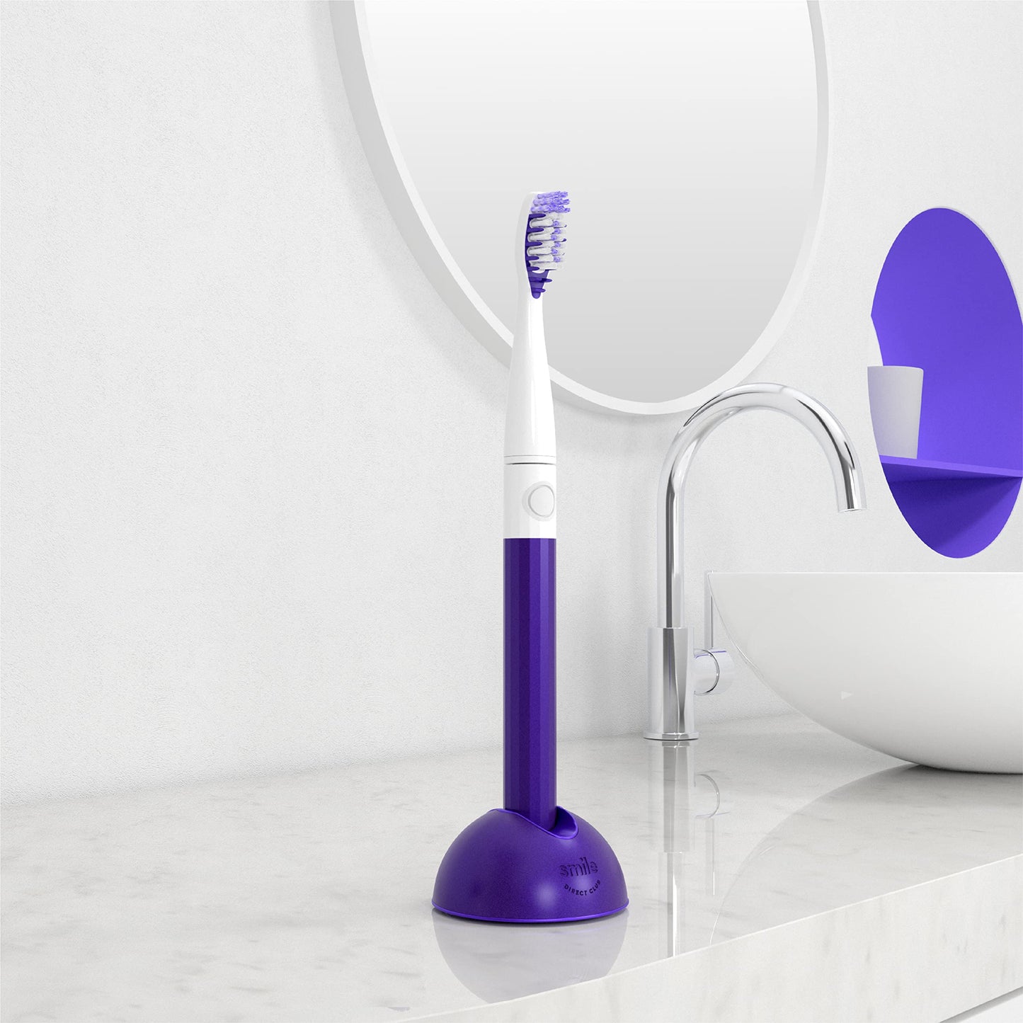 SmileDirectClub Electric Toothbrush with 3-in-1 Travel Case, Mirror Mount, and Stand, Blurple