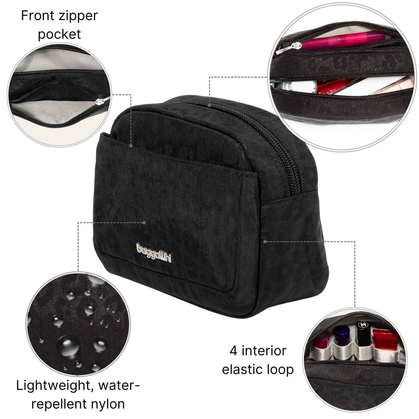 Baggallini Small Cosmetic Pocket - Lightweight 6x4 Inch Makeup Bag - Travel Essentials Makeup Organizer