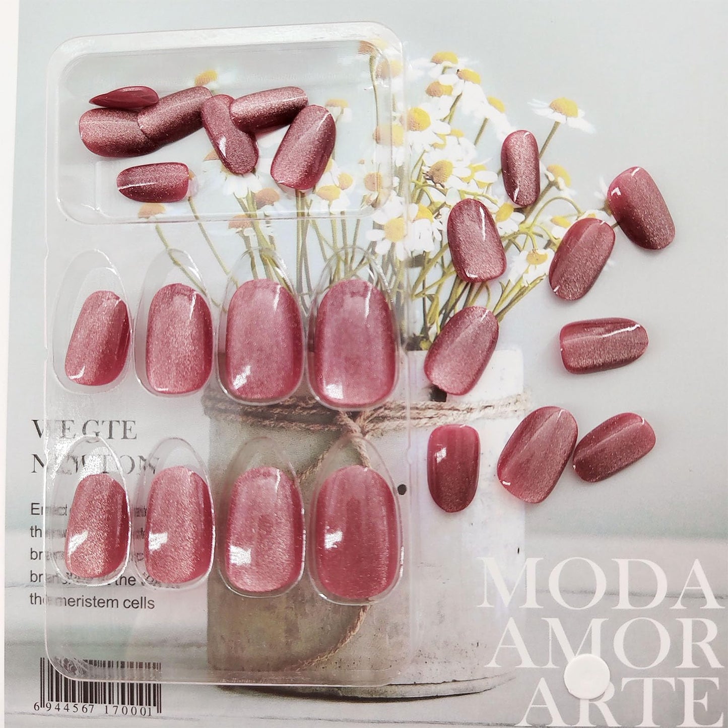 Short Press on Nails, Oval Cat Eye Acrylic Nails Press ons Artificial Fake Nails Wine Red Full Cover False Nails with Designs Glossy Stick on Nails for Women 24 Pcs