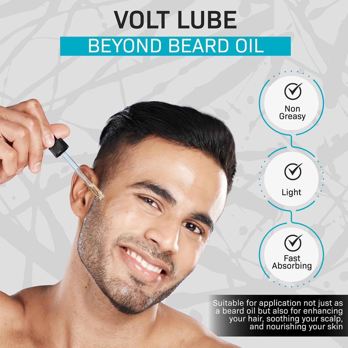 VOLT Lube Beard Oil - Natural Vegan Formula with Jojoba & Argan Oil, 1 Oz (30ml) Glass Bottle, Drift Scent