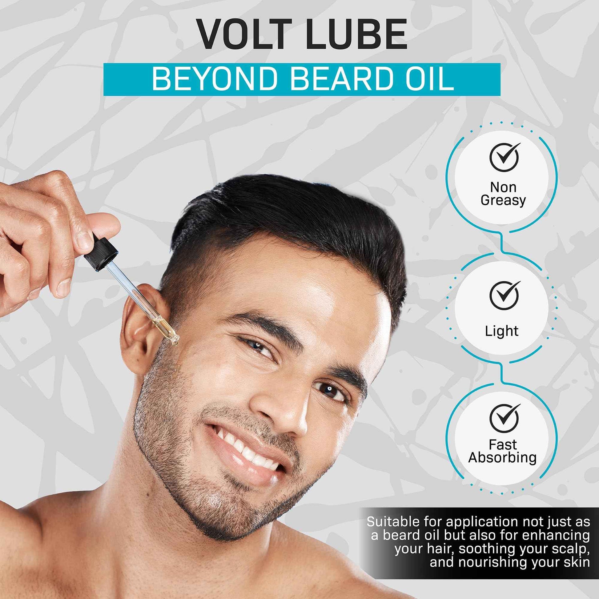 VOLT Lube Beard Oil - Natural Vegan Formula with Jojoba & Argan Oil, 1 Oz (30ml) Glass Bottle, Drift Scent
