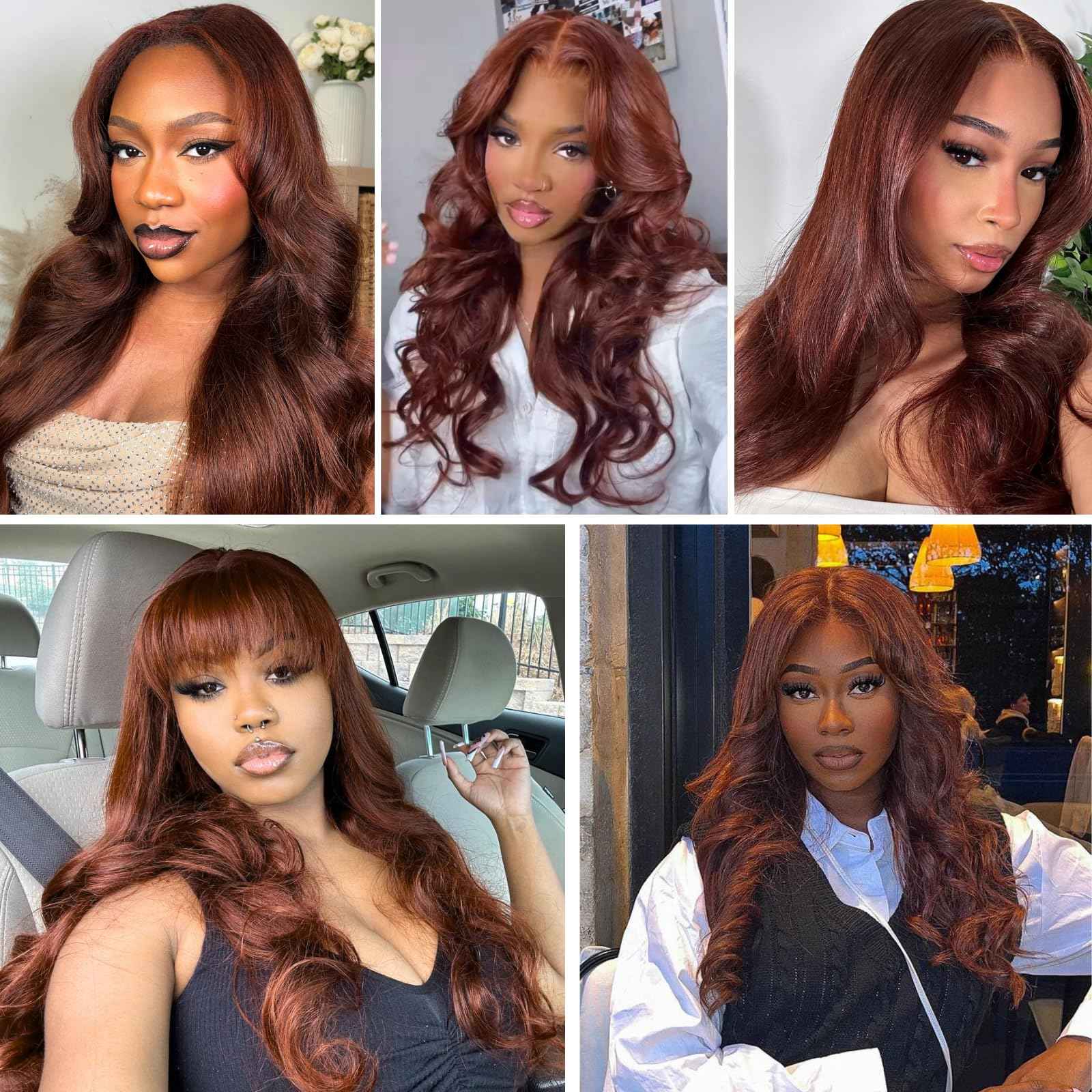 ALHER 33 Reddish Brown Body Wave 4x4 Lace Closure, 12A Copper Brown Colored 4X4 HD Lace Closure Free Part Pre Plucked with Baby Hair, 100% Virgin Remy Human Hair for Black Women 150% Density 10 Inch