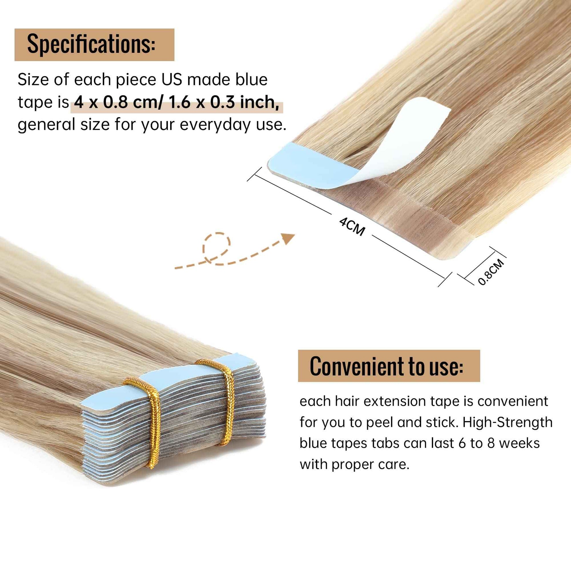 JESSBO Tape in Hair Extensions Human Hair Ash Blonde Highlighted Bleach Blonde 16 inch 20pcs 40g/pack Straight Seamless Skin Weft 100% Real Human Hair