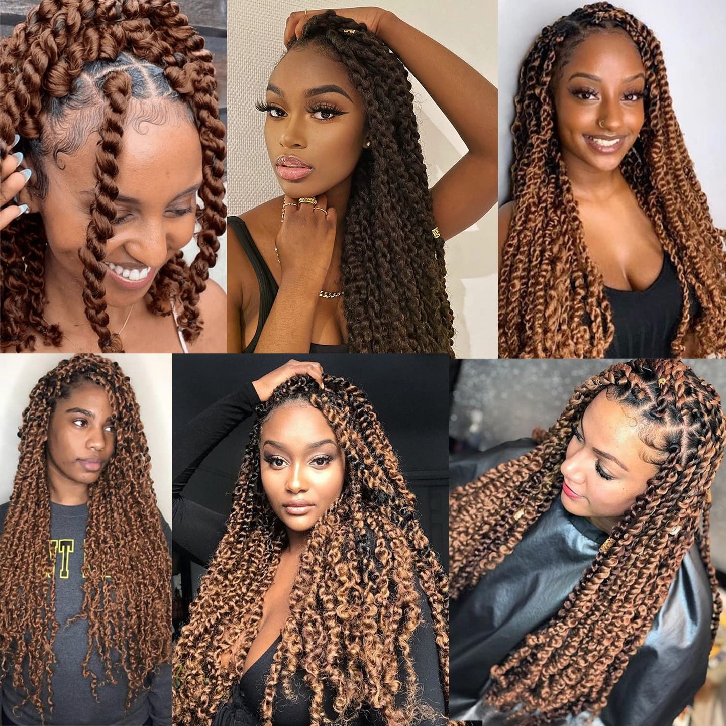 14 Inch Passion Twist Hair, Brown Water Wave Crochet Hair 22 Strands/Pack Passion Twist Crochet Hair For Women Short Passion Twists Braiding Hair Curly Braiding Hair (14 Inch (Pack of 2), #30)