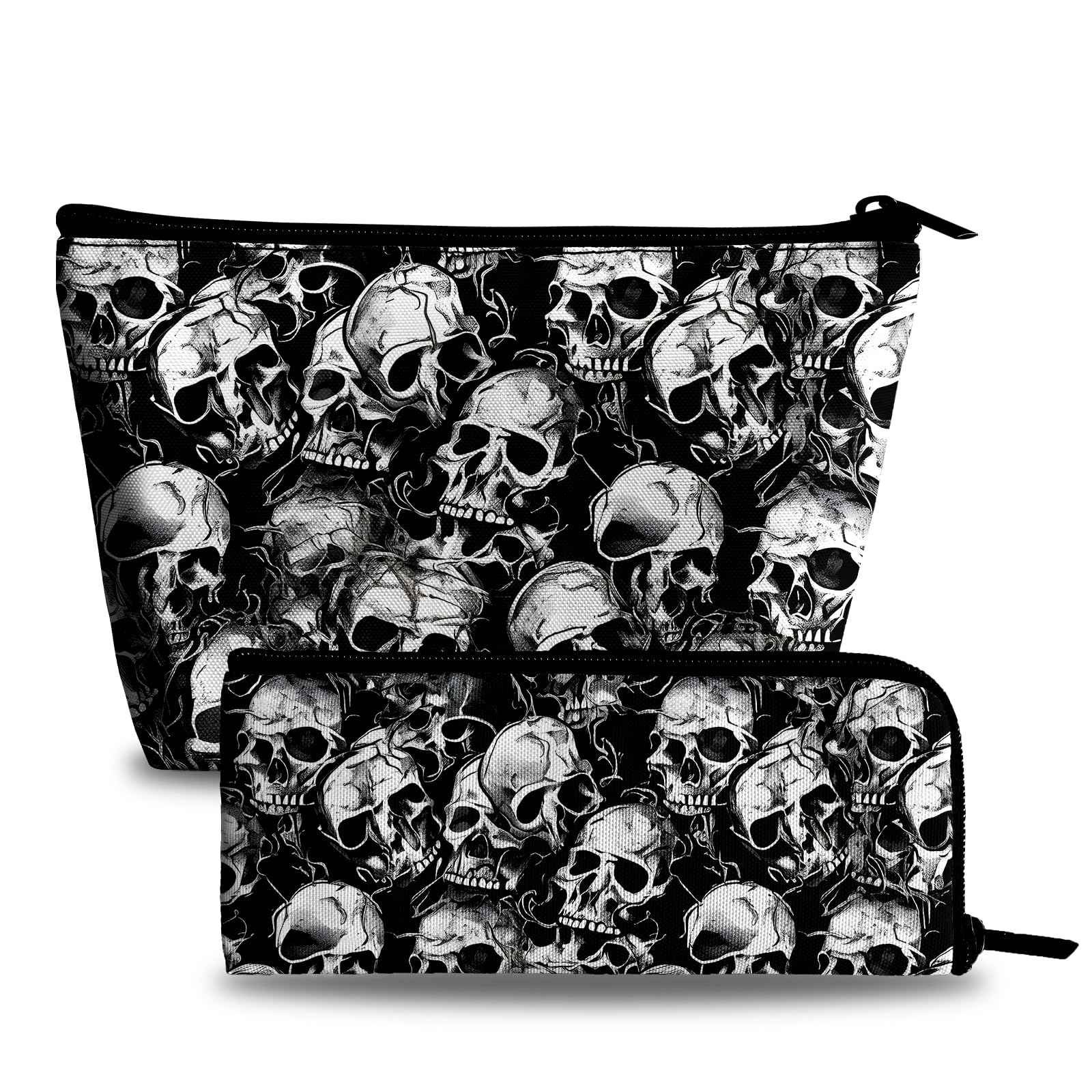 xiaotcq Skull Makeup Bag for Purse - Travel Bags Cool Cosmetic Bag for Women Teens Makeup Organizer Mini Zipper Pouch