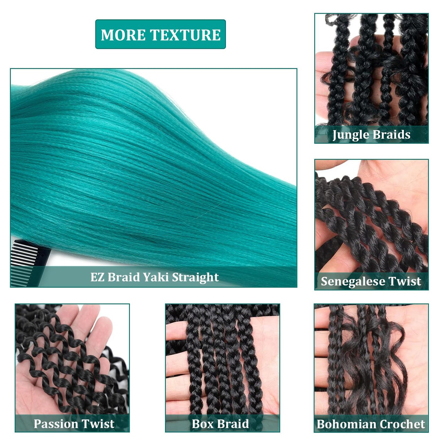 UPruyo Mint Green Braiding Hair Pre Stretched Kanekalo Braiding Hair Extensions for Braiding Box Braids Synthetic Knotless Prestretched Pre Sectioned Braiding Hair 26 inch