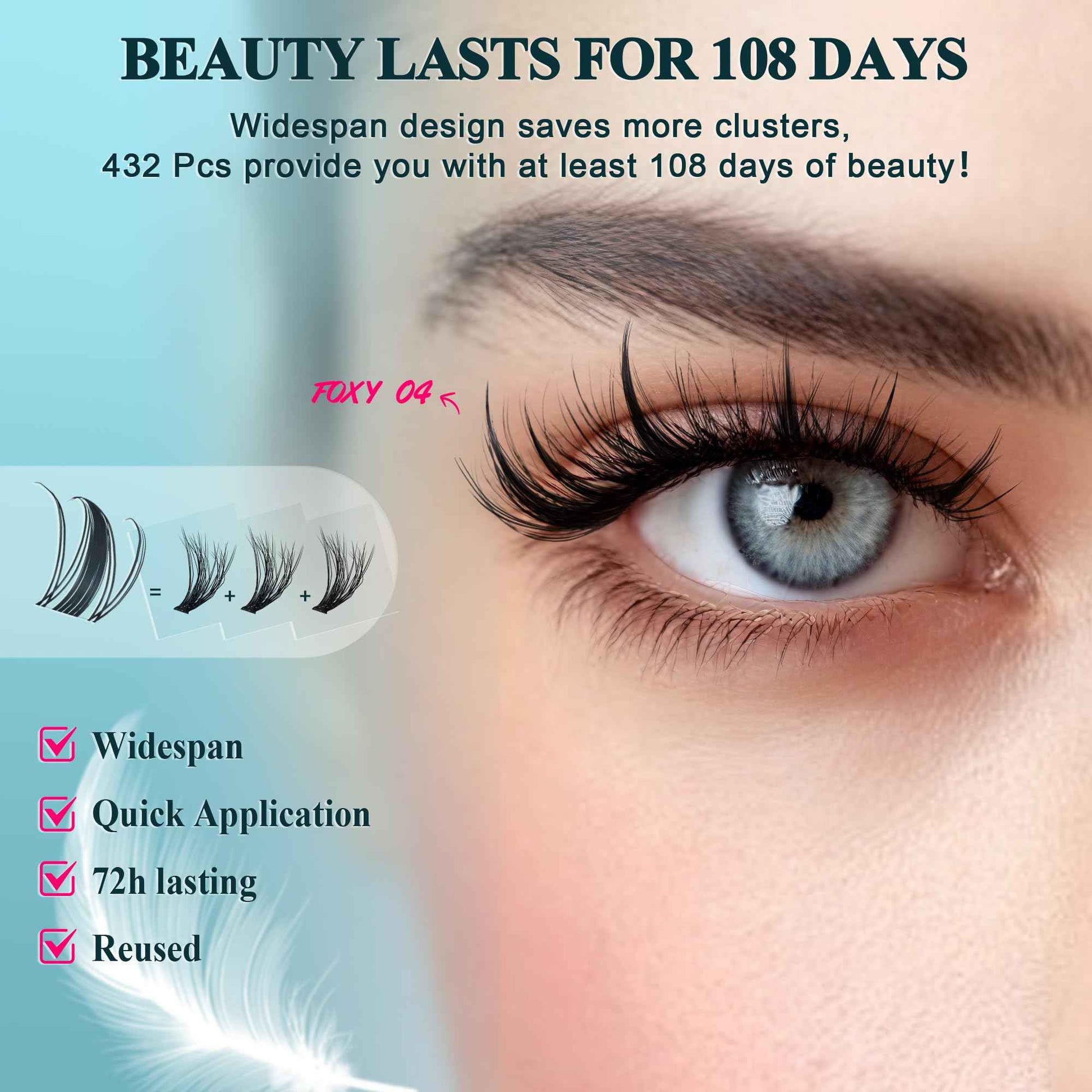 Vasa Muse Premium Lash Clusters Kit - 10-16mm Wispy Natural & Fairy Spiky WideSpan Individual Eyelash Clusters 0.05mm Ultra-thin Invisible band Eyelash Extension Kit with Bond Seal for Starter DIY