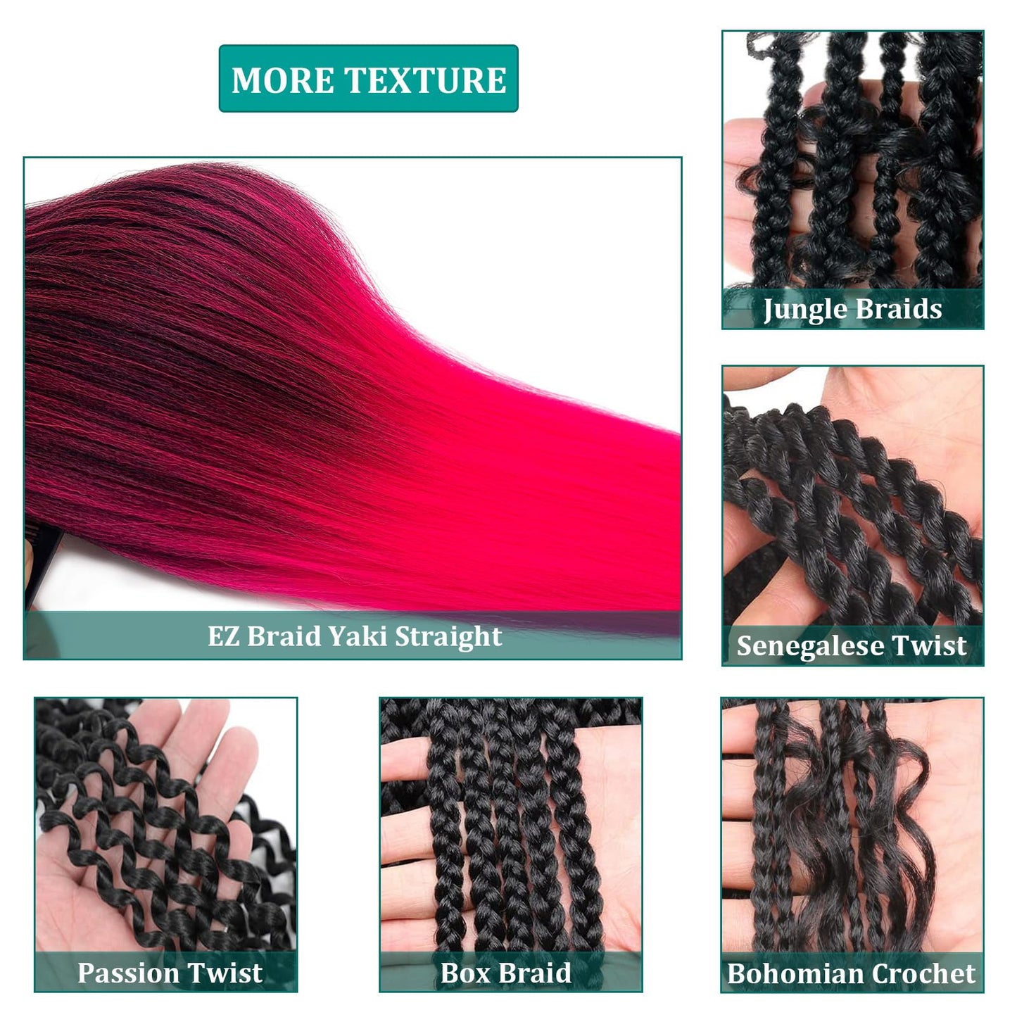 UPruyo Pink Ombre Braiding Hair Pre Stretched Kanekalo Mixed 1b Pink Braiding Hair Extensions for Braiding Box Braids Knotless Prestretched Braiding Hair Ombre 26 inch