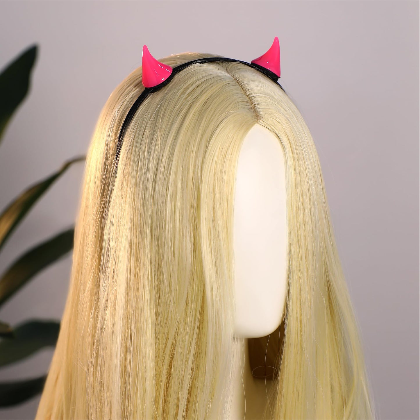 MOSTORY Pink Devil Horn Headband - Demon Horns Hairband Horns Hairhoop for Halloween Renaissance Ren Faire Cosplay Fae Ball