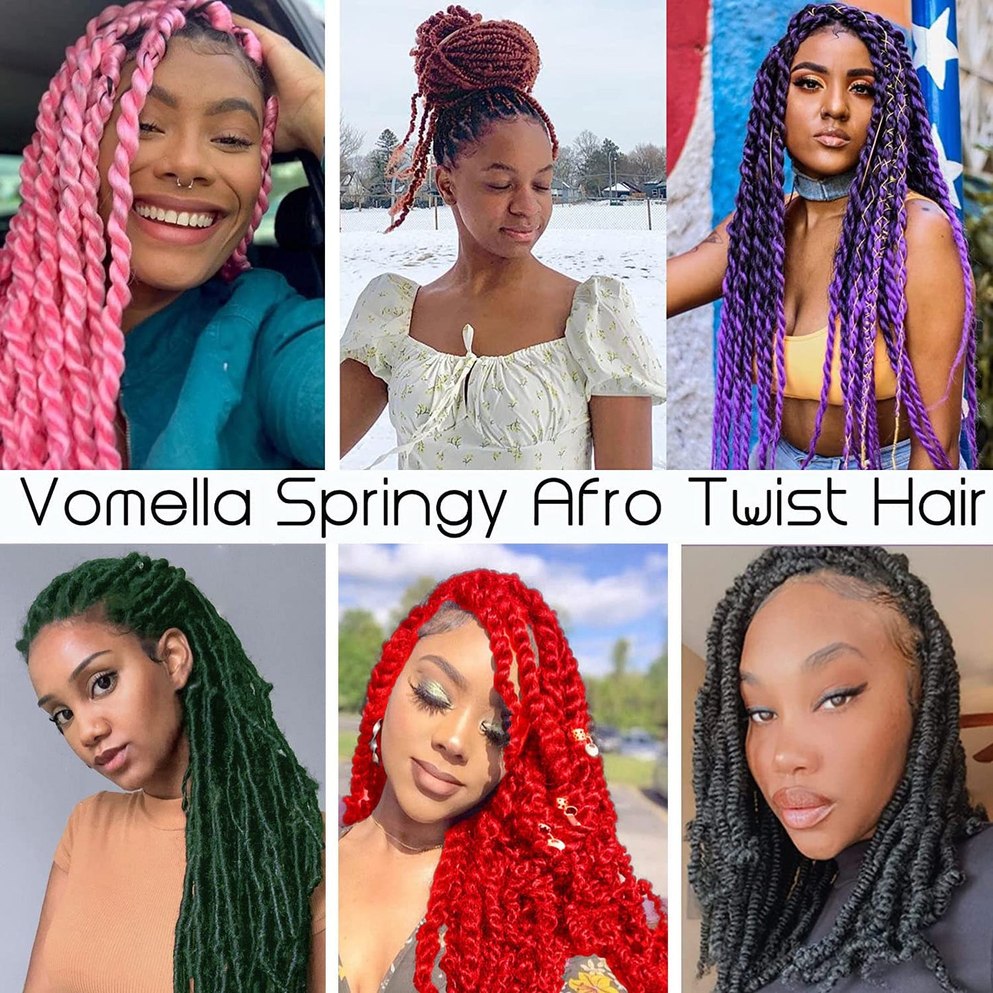 Springy Twist Hair 24Inch Afro Twist Hair 6Packs Springy Afro Twist Hair Crochet Braiding Hair (24 Inch (Pack of 6), BUG)