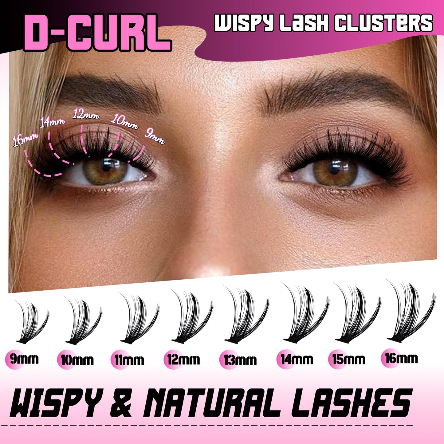 Veleasha DIY Lash Extension Kit 228Pcs D Curl Individual Lashes Kit Eyelash Extension Kit 40D Cluster Lashes Kit Wispy Fluffy DIY Lash Extension for Beginners(40DKit-0.07D-9-16mm)