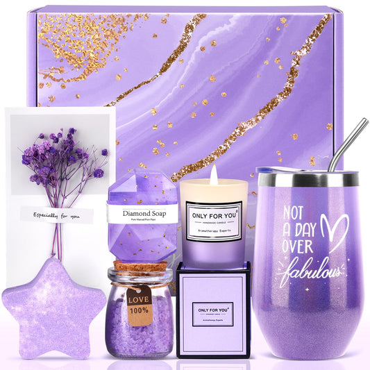 Gifts for Women, Unique Gift for Women, Mom, Girlfriend, Best friend, Sister, Wife, Teacher, Nurse, Her - Birthday, Christmas, Valentine's Day, Mothers Day Gifts -Lavender Spa Gift Basket Set