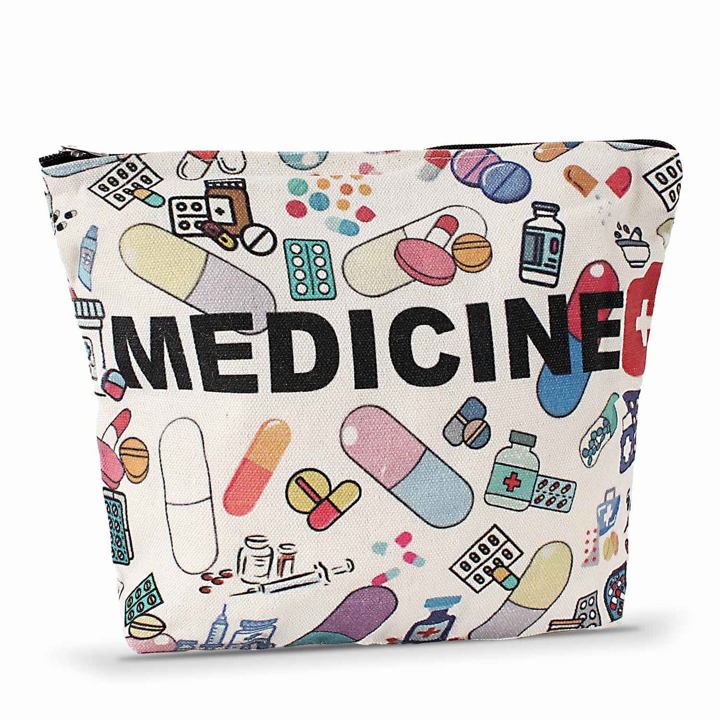 ZUCOLUS Funny Letter Print Travel Medicine Bags Makeup Bag Gift For Women,Pill Storage Bag Toiletry Pouch,Med Bag For Girl