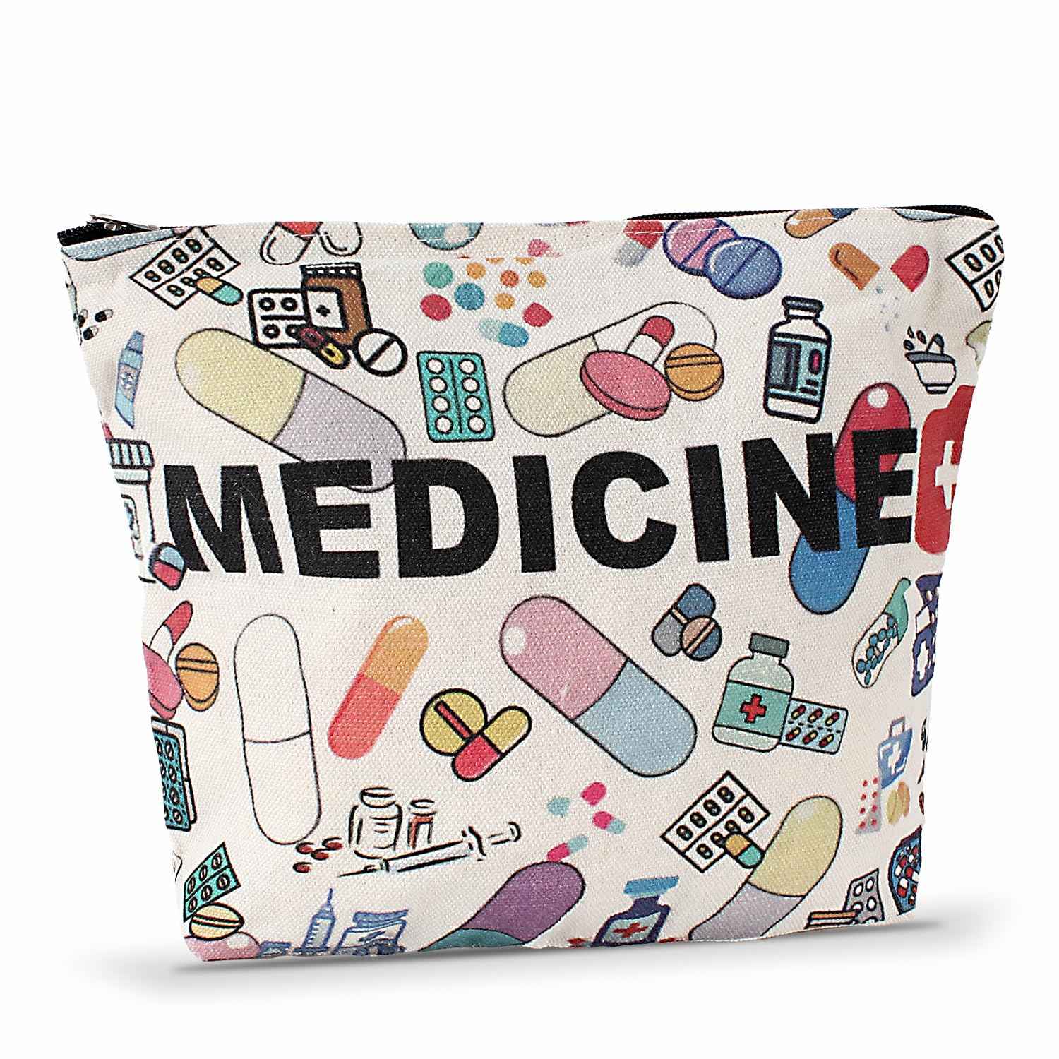 ZUCOLUS Funny Letter Print Travel Medicine Bags Makeup Bag Gift For Women,Pill Storage Bag Toiletry Pouch,Med Bag For Girl