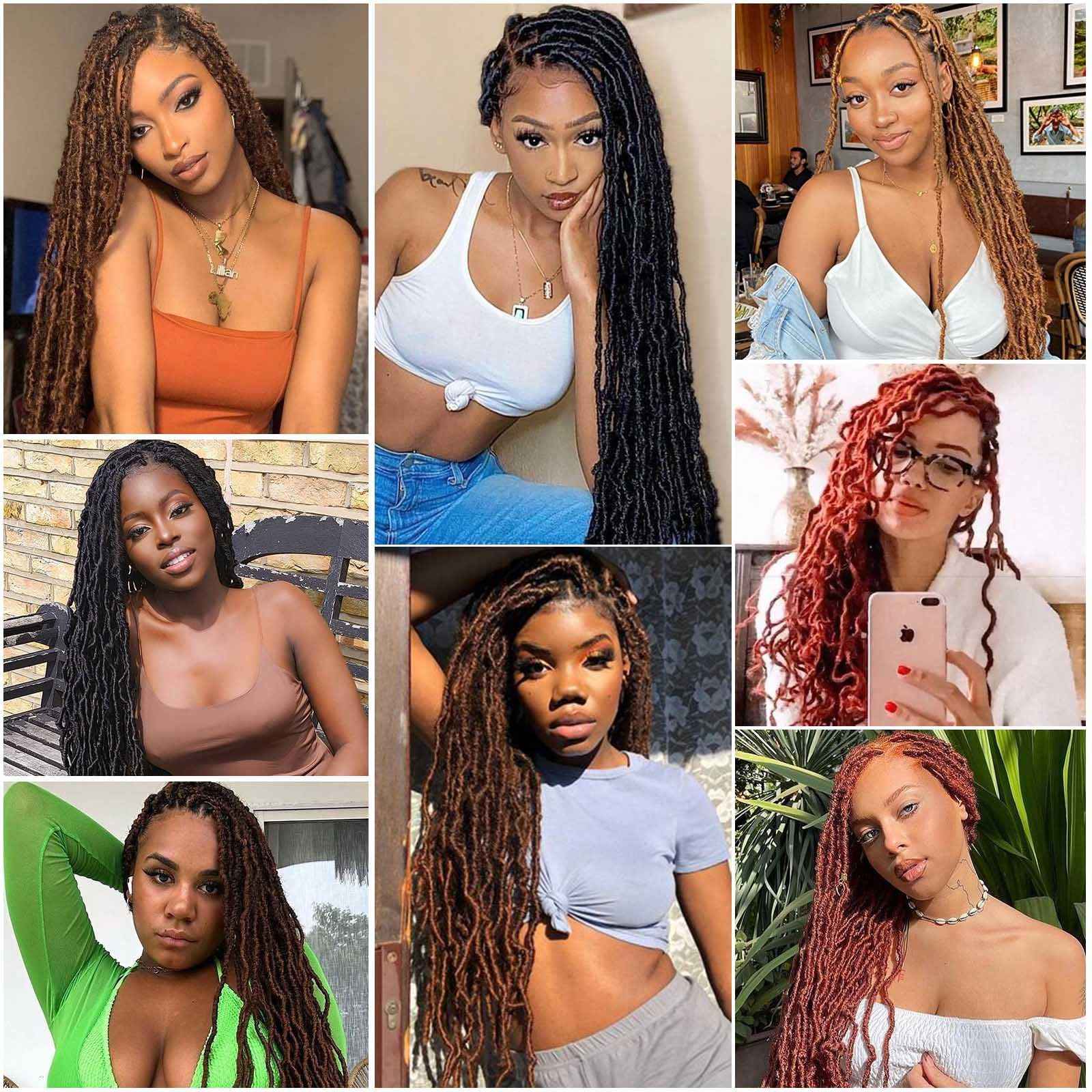 14 Inch Soft Locs Crochet Hair 8 Packs Pre Looped Faux Locs Crochet Braids Goddess Locs Hair For Black Women（14Inch 8pcs,613#）