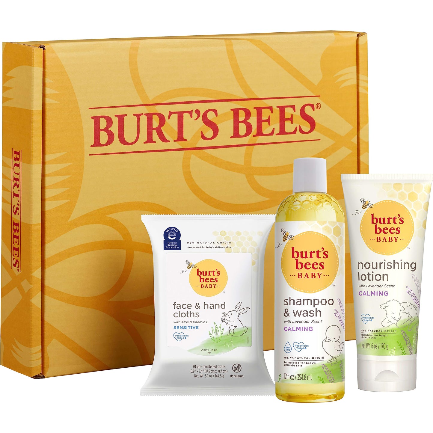 Burt’s Bees Baby Gift Set for Baby Showers, Includes Baby Shampoo and Wash, Baby Body Lotion, Baby Wipes and Cloths, naturally-derived Origin Skincare, 1-Pack