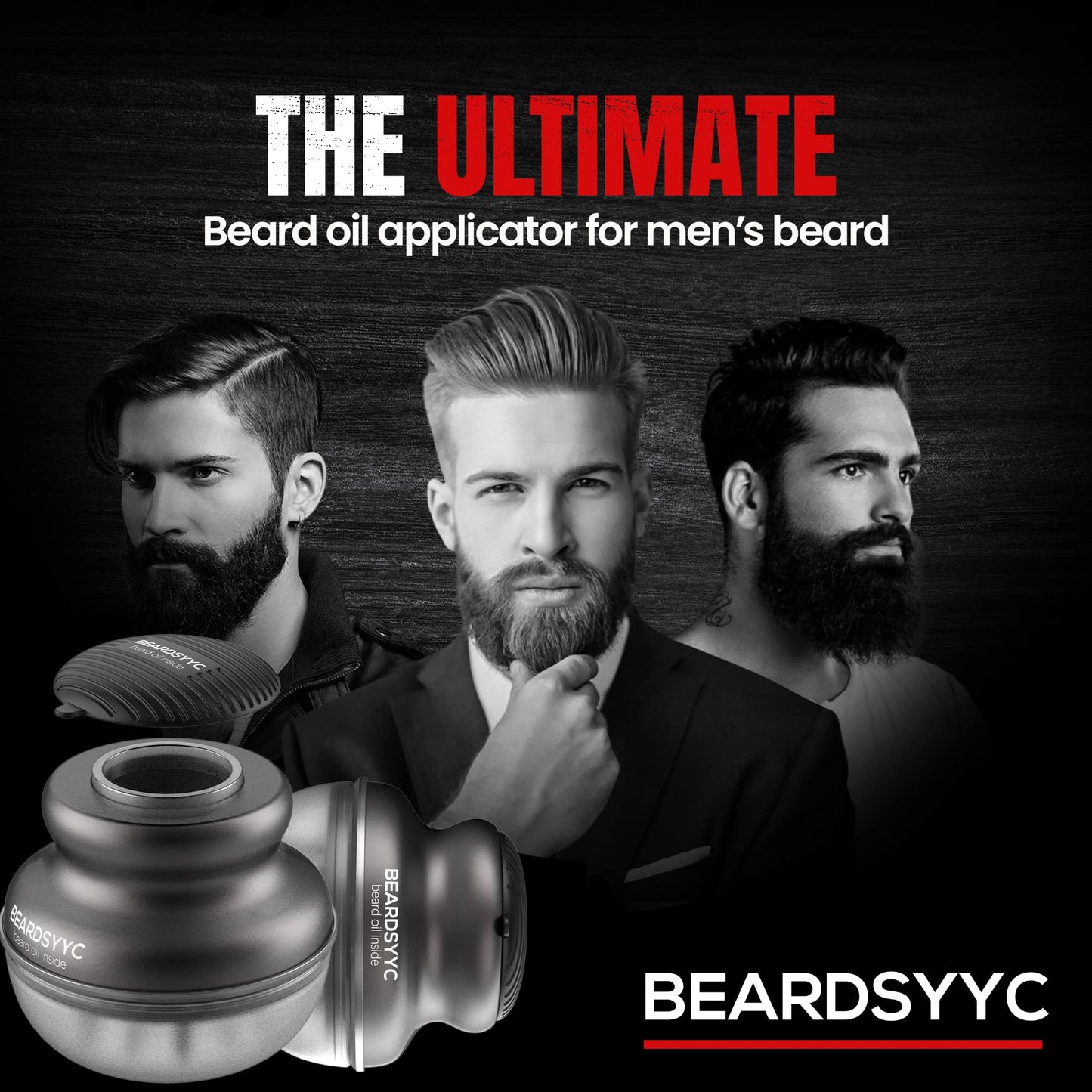 BEARDSYYC Beard Oil Applicator and Brush, Black, Beard Oil Dispenser/Releaser for all Beard Type, 1.0 Count