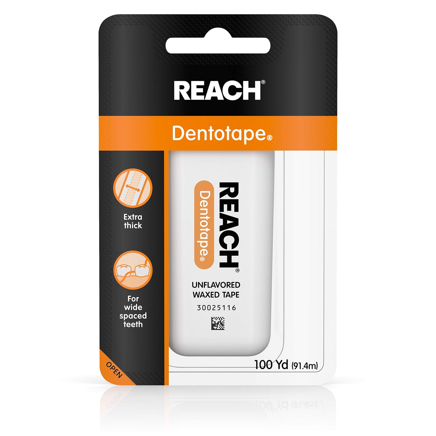 REACH Dentotape Waxed Tape, Unflavored 100 Yards (Pack of 10)