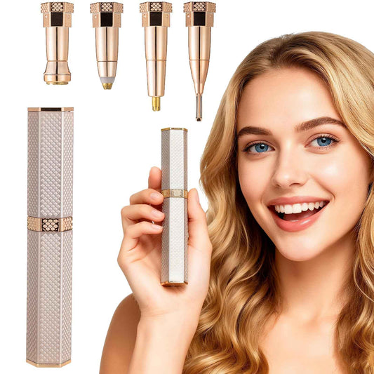 Serfoxd Facial Hair Remover for Women Face, 4 in 1 Electric Eyebrow Trimmer for Nose Neck Leg Arm Armpit Bikini Hair with USB Cable