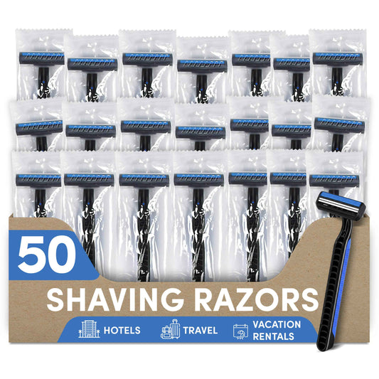 Double Blade Shaving Razor | Individually Wrapped | Disposable for Hotels & Hospitality | Case of 50