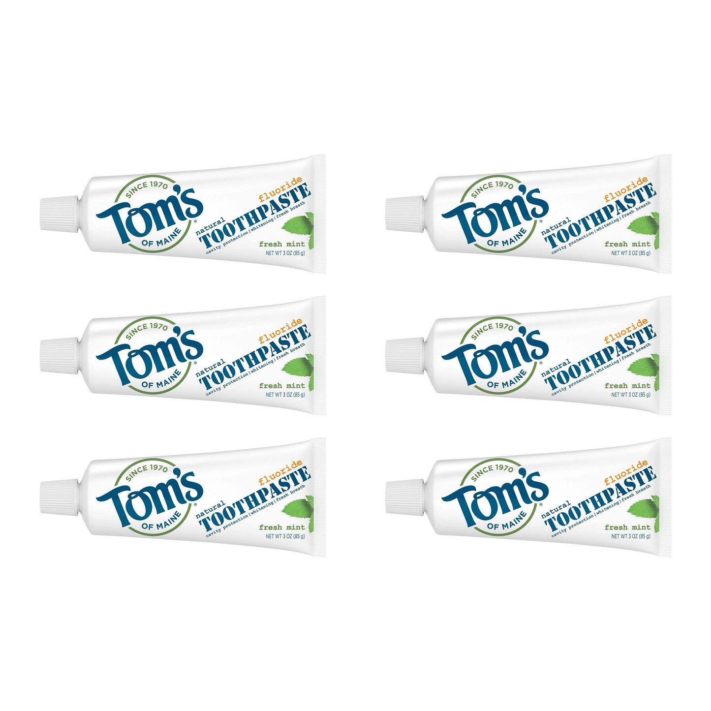 Tom's of Maine Travel Size Anticavity Fresh Mint Toothpaste, 3 oz. 6-Pack (Packaging May Vary)