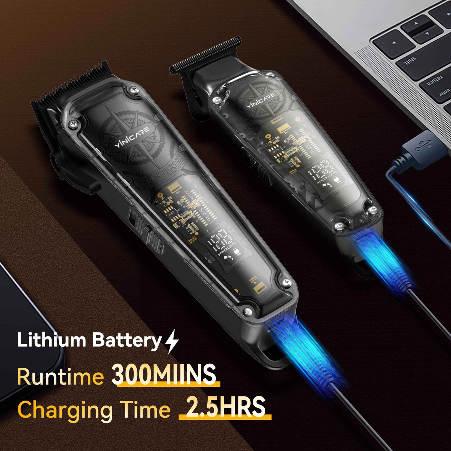 Hair Clippers for Men Barber Kit - Yinicare Professional Cordless Electric Hair Cutting Set with Pomade Hair Clipper, Zero Gap T-Blade Trimmer, Guards for Mens Haircut (Hair Clippers Set)