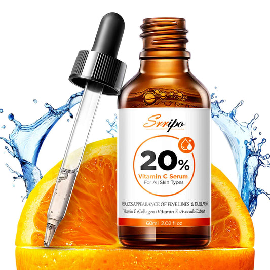 Pure Natural Skin Brightening & Anti Aging 20% Vitamin C Serum, Collagen Peptide Infused Face Serum for Deep Hydration, All-in-One with Niacinamide, Retinol, Hyaluronic Acid, 2.02 Fl Oz