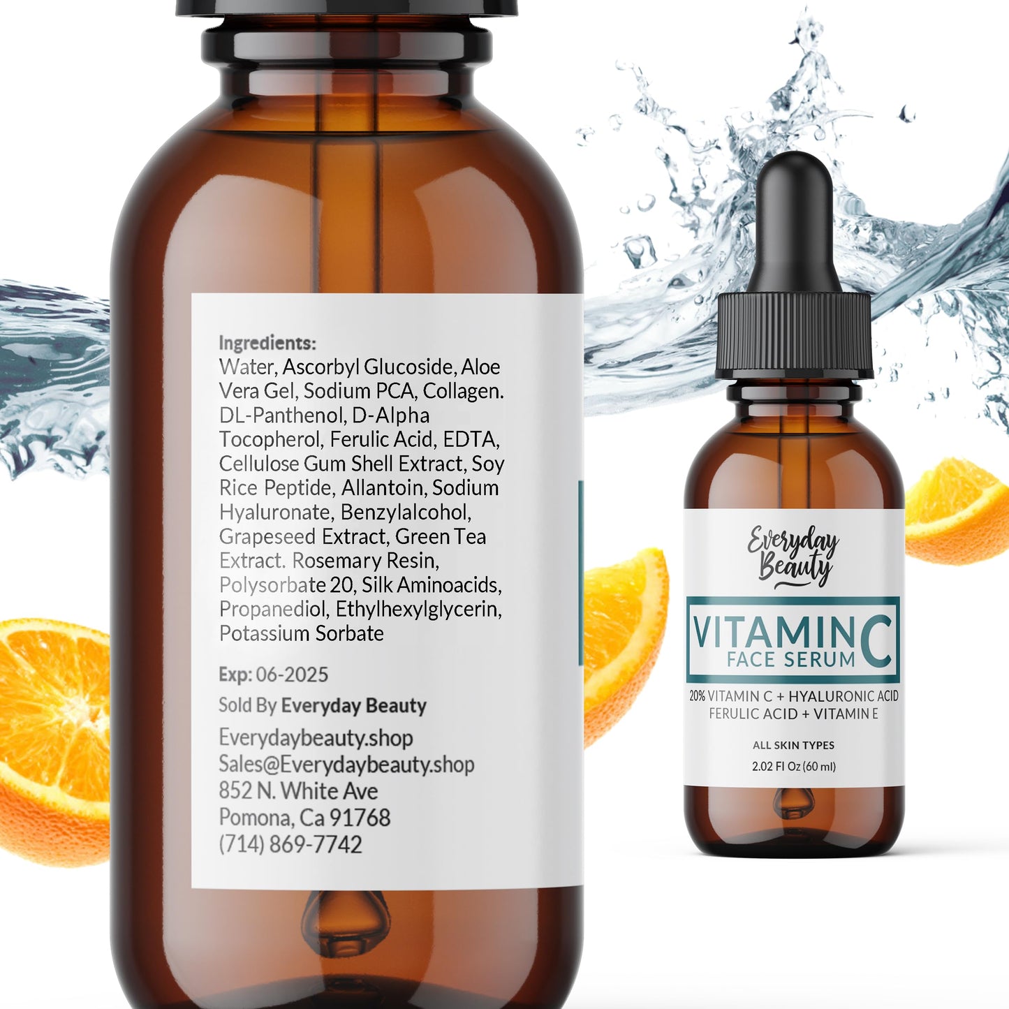 Vitamin C Serum For Face - Anti-Aging Skin Brightening Serum With 20% Vitamin C, Hyaluronic Acid, Vitamin E & Ferulic Acid - 2.02 Fl Oz