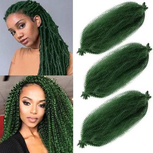 Springy Afro Twist Hair 16Inch 3Packs Afro Twist Hair Pre Stretched Wrapping Hair (16 Inch (Pack of 3), D-Green) …