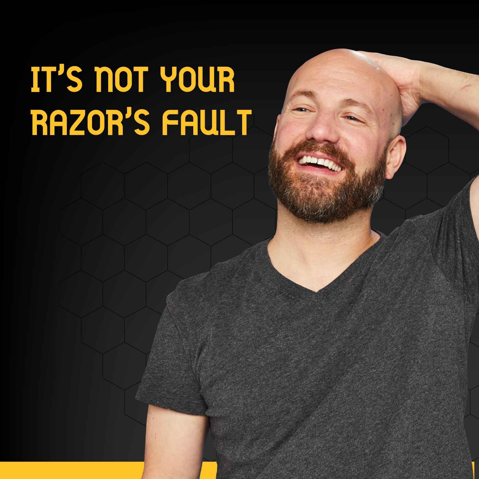 Bee Bald 4-Pack with HEAL Post-Shave Healing Balm, SHAVE Premium Shave Cream, SCRUB Exfoliating Pre-Shave, and SMOOTH PLUS Daily Moisturizer with SPF 30