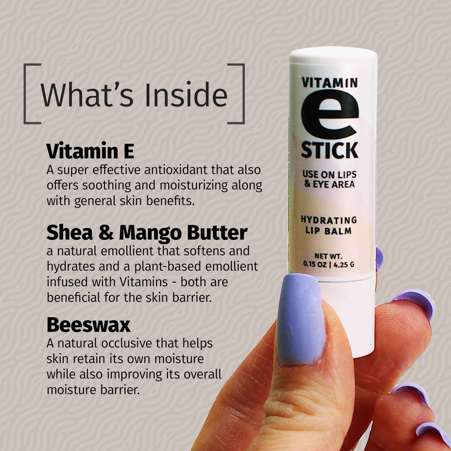 Reviva Labs Vitamin E Stick - Hydrating Lip Balm for Chapped Lips & Under Eye Care - Moisturizing with Beeswax, Shea Butter & Allantoin - Vitamin E Lip Balm for Men & Women (Pack of 6)