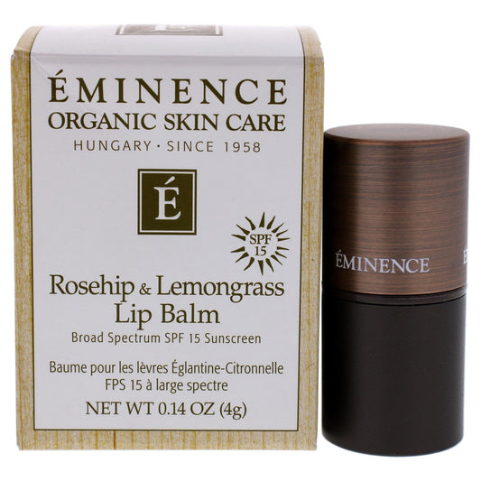 Eminence Organic Skincare Rosehip & Lemongrass Lip Balm SPF 15, 0.14 Oz, 24 Count