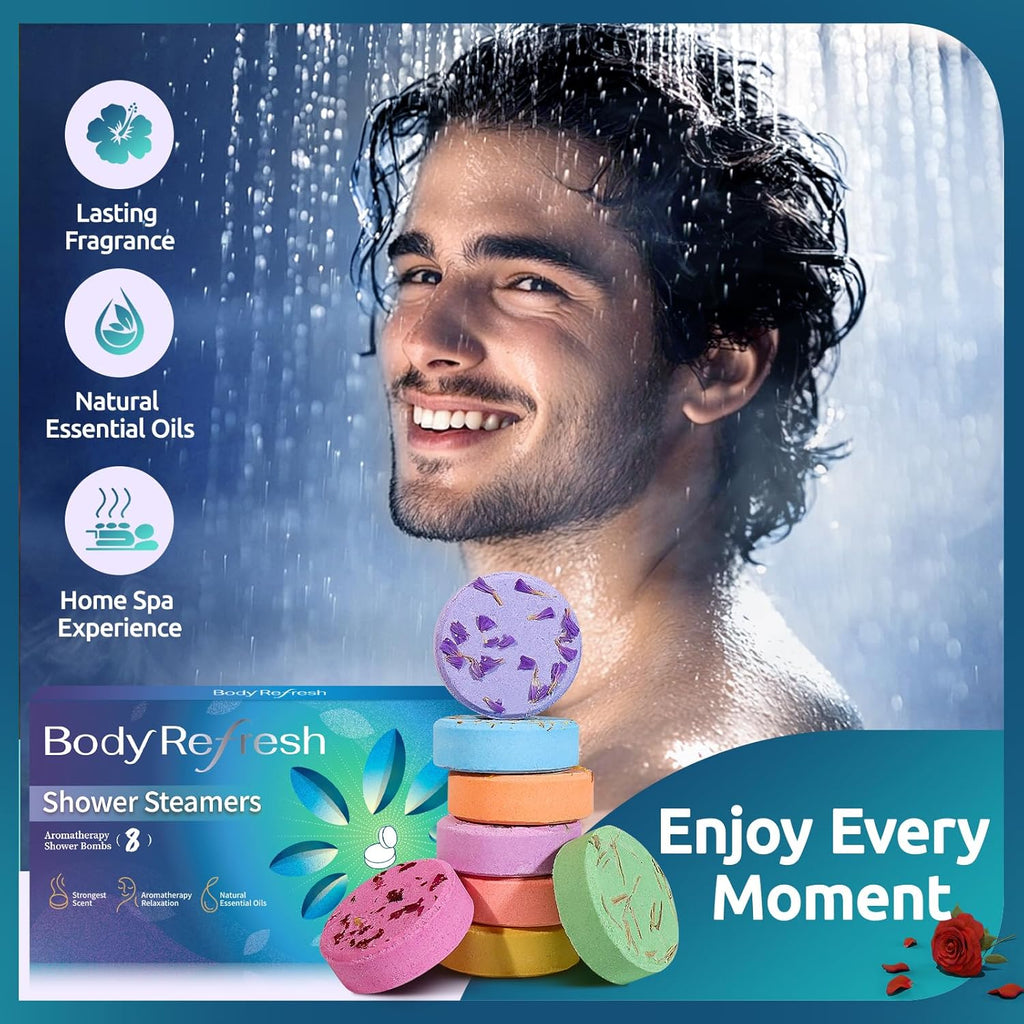 Shower Steamers Aromatherapy - 8 Pack Shower Bombs with Natural Essential Oils, Birthday Gifts for Women Self Care Relaxation Home SPA Stress Relief, Gifts for Girlfriend Teacher Womens Christmas Gift