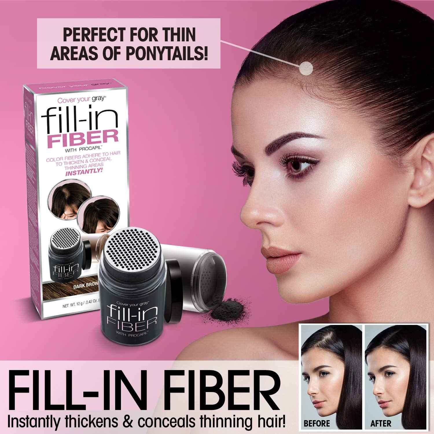 Cover Your Gray Fill-in Powder - Dark Brown (PACK OF 6) - Root Cover Up and Hair Volumizing Powder, Hair Filler for Thinning Hair, Fills In Thinning Areas