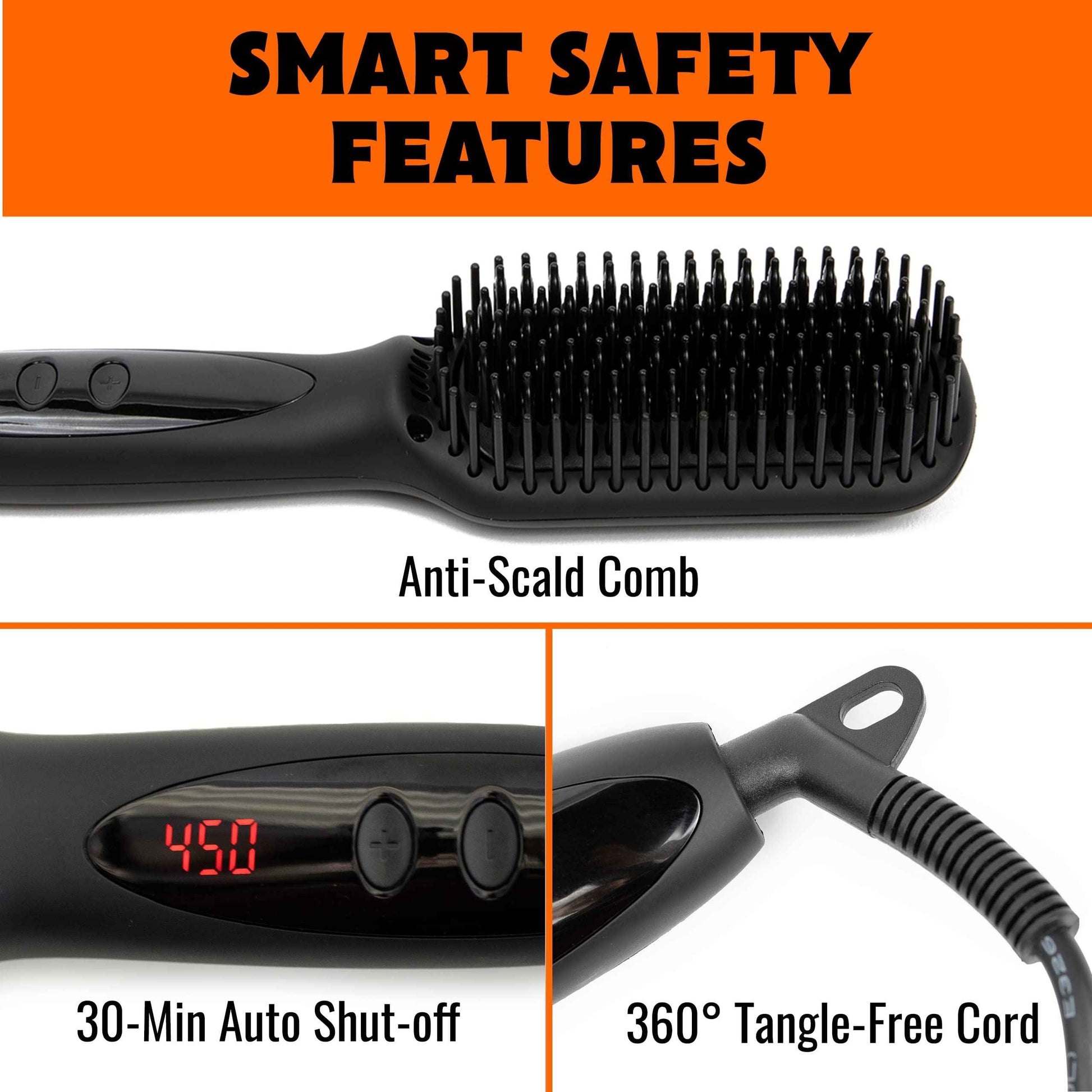 Tame The Wild Pro Beard Straightener for Men - Premium Heated Beard Brush - Anti-Scald Ionic Generator - 12 Temp Settings - LED Display - for Beards Over 2" Long