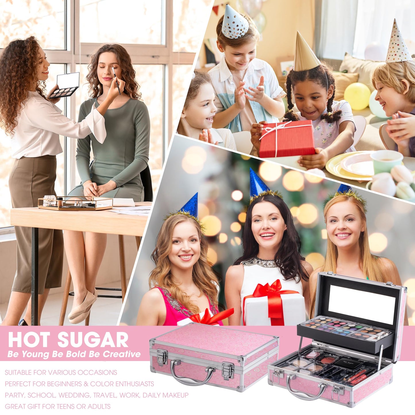 Hot Sugar Ultimate All-in-One Makeup Kit for Teen Girls, Basic Makeup Gift Set for Women - Create Stunning Looks with 52 Shades and Accessories (Pink Love)