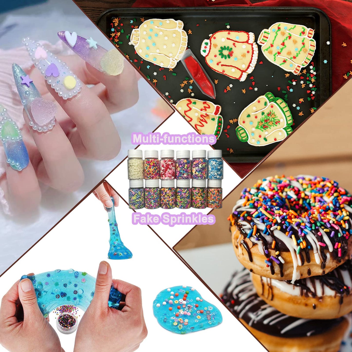 LIKETURE Fake Sprinkles 110g Polymer Clay Sprinkles Fake Candy Sprinkles Faux Sprinkles for Resin Slime Craft Plastic Sprinkles for Nail Art Phone Case DIY Shaker Card Filler (Fake Sprinkles1-110G)