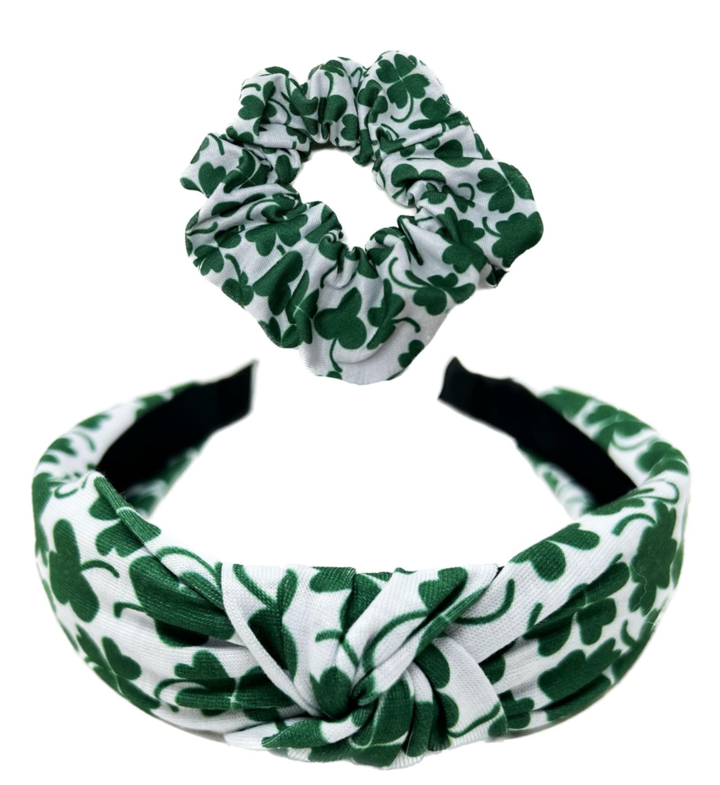 Shimmer Anna Shine St. Patricks Day Headbands and Scrunchie for Women and Girls (St Patricks Green Clover Shamrock)