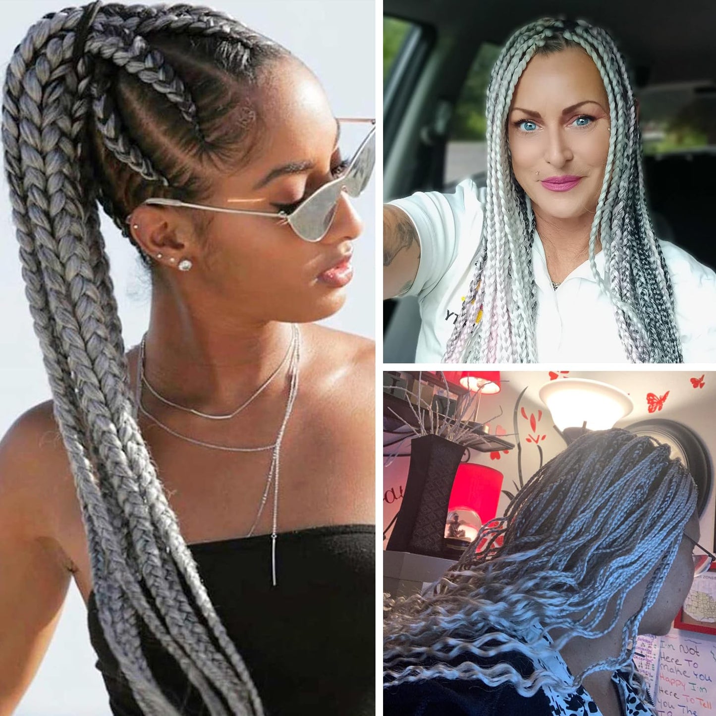 Blue Pre stretched Braiding Hair 4 Packs Pre Stretched Yaki Braid Hair Extensions 26 Inches Kanekalon Hair Braids