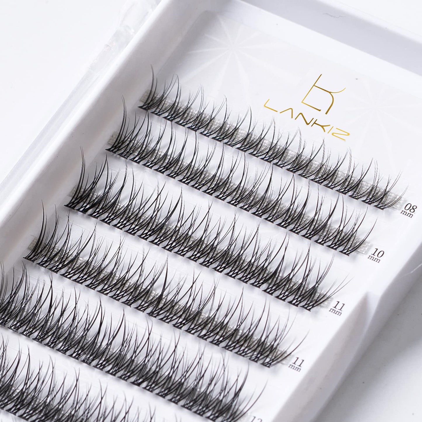 LANKIZ Individual Lashes Natural Cluster Lashes 12 Roots C Curl 0.1mm Thickness 8-14mm Mix Faux Mink DIY Individual Eyelashes 160 pcs (Cluster-27)