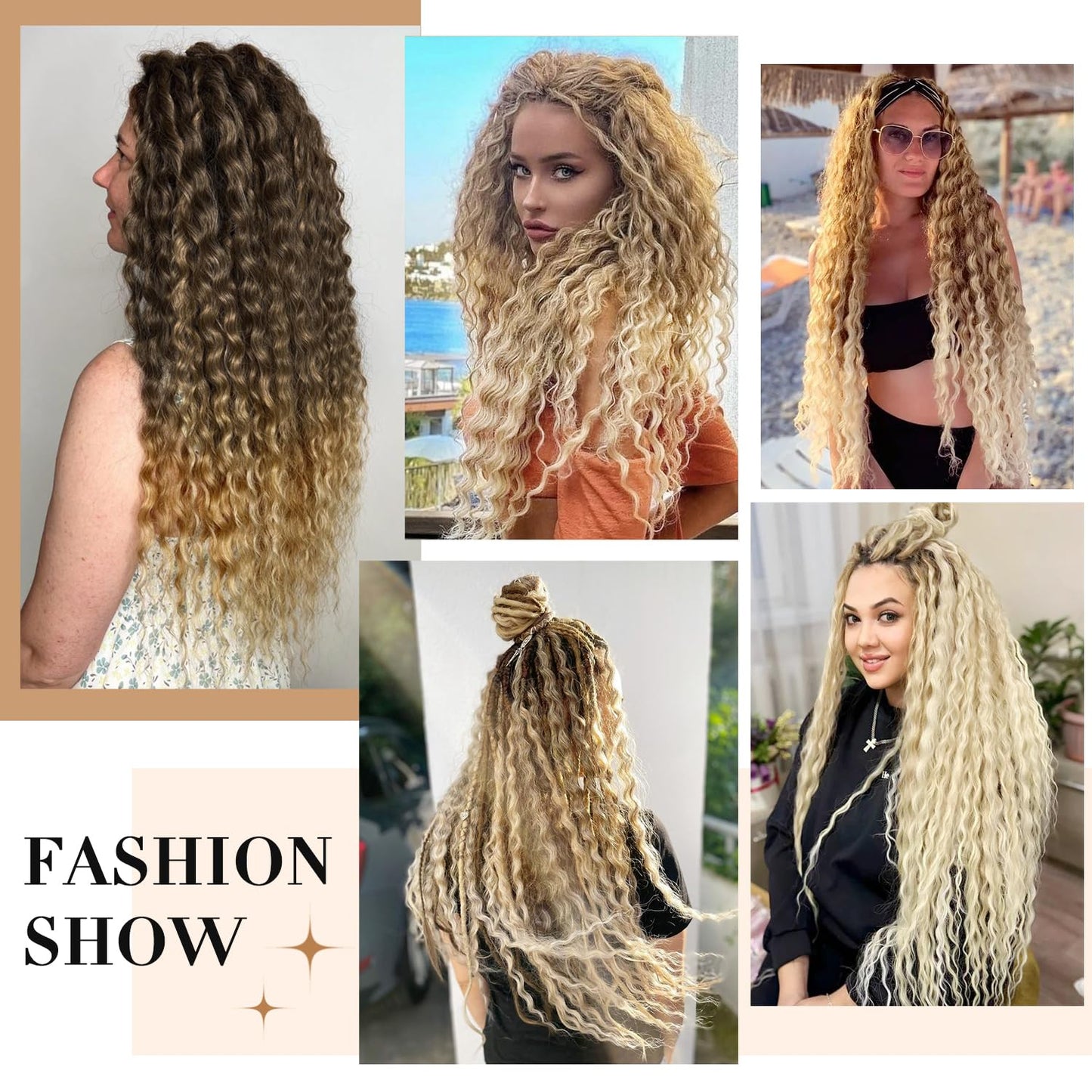 WIGNEE 24 Inches 10 Strands Curly Dreadlock Extensions Single Ended Synthetic Dreads Boho Dreadlocks Extension Braid in Dreads Extensions